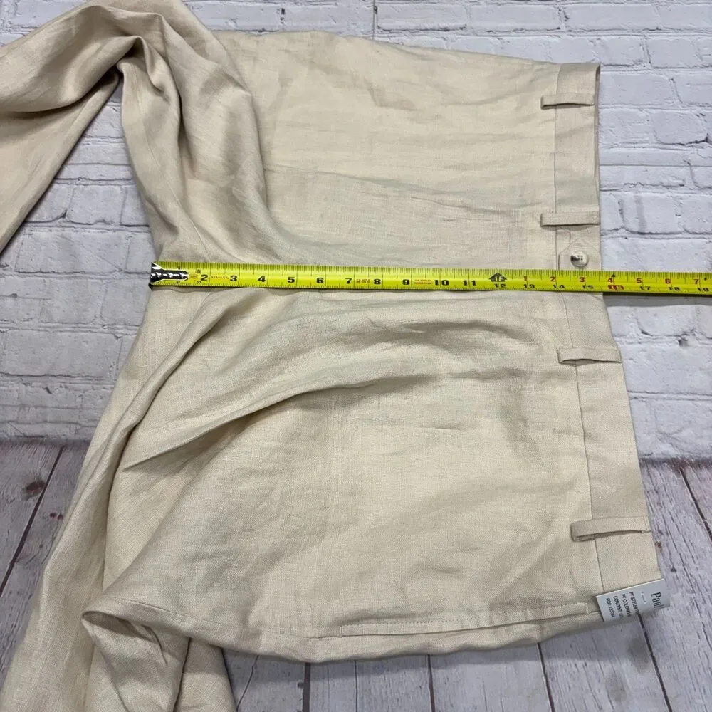 NWT Paul Fredrick Men 100% Linen Chino Pants Size 44x24 Beige D126 -29